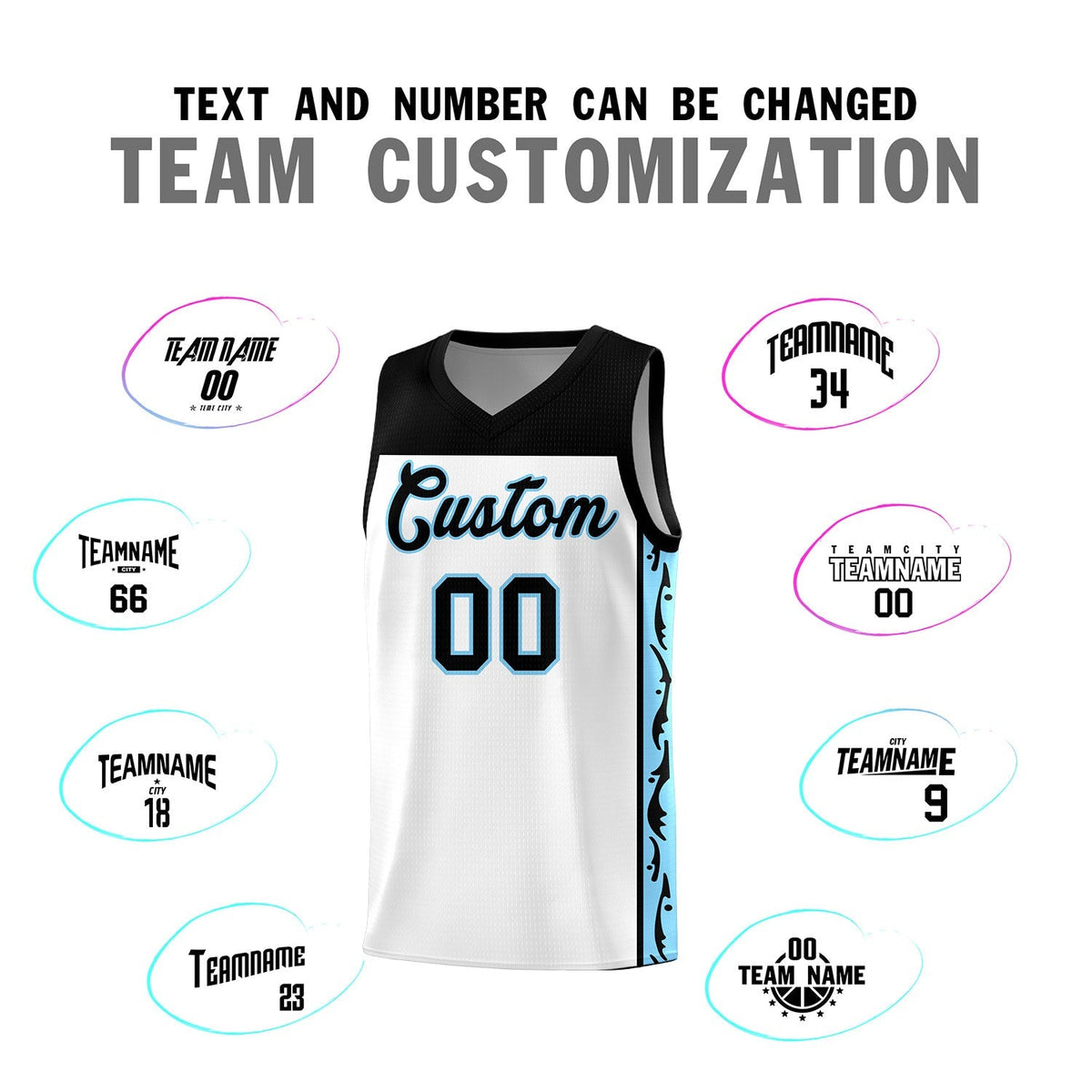 Custom White Side Pattern Sports Uniform Basketball Jersey|KXKSHOP