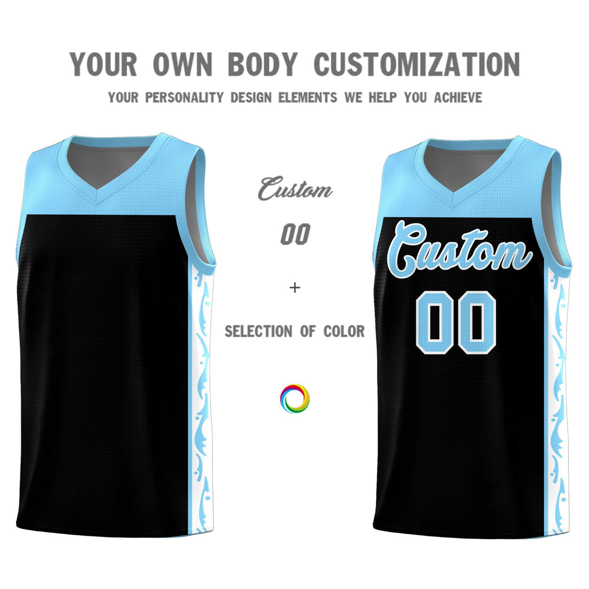 Custom Black Side Pattern Sports Uniform Basketball Jersey|KXKSHOP