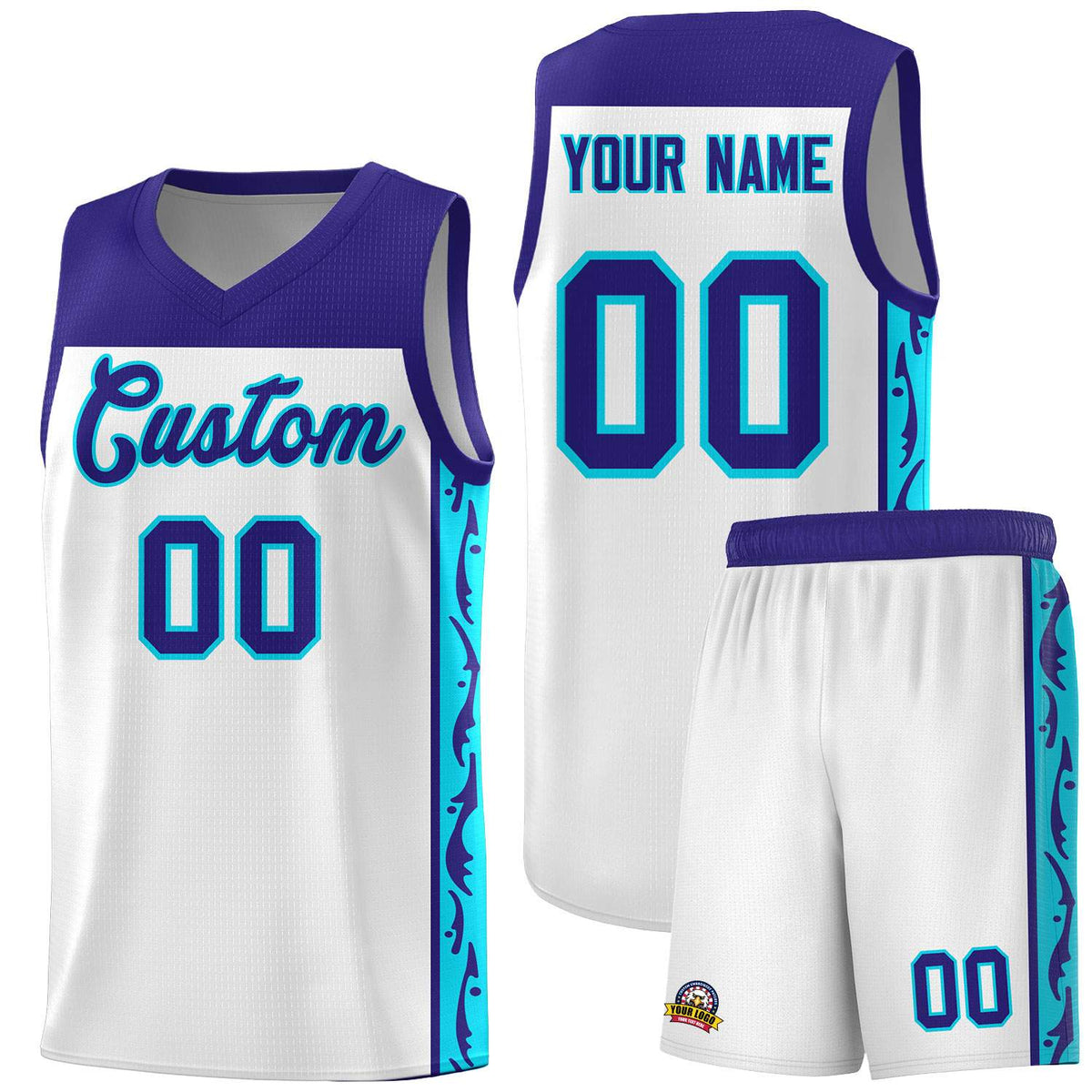 Custom White Side Pattern Sports Uniform Basketball Jersey|KXKSHOP