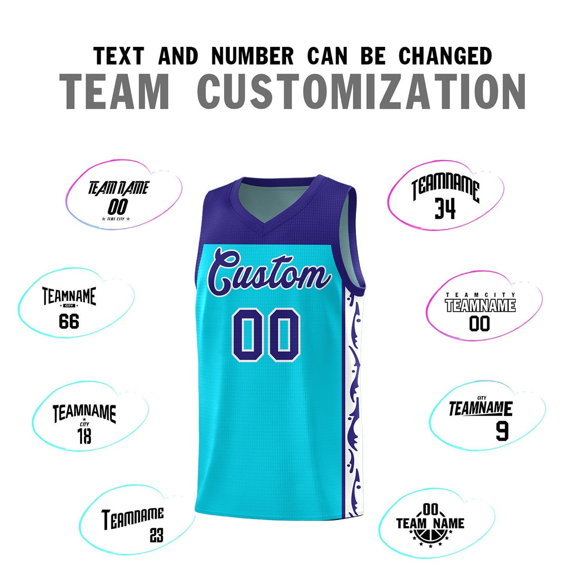 Custom Sky Blue Side Pattern Sports Uniform Basketball Jersey|KXKSHOP