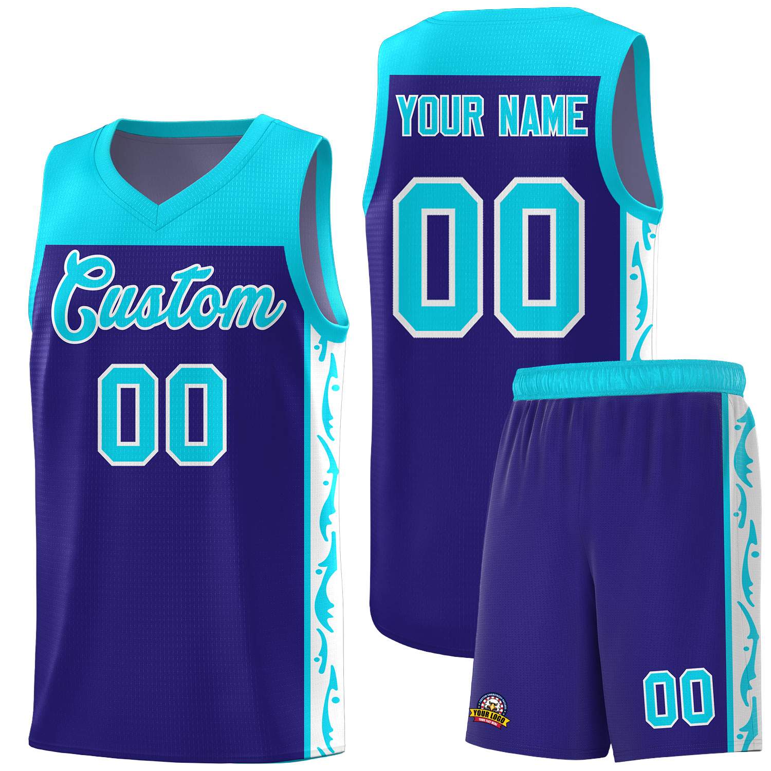 Custom Royal Side Pattern Sports Uniform Basketball Jersey|KXKSHOP