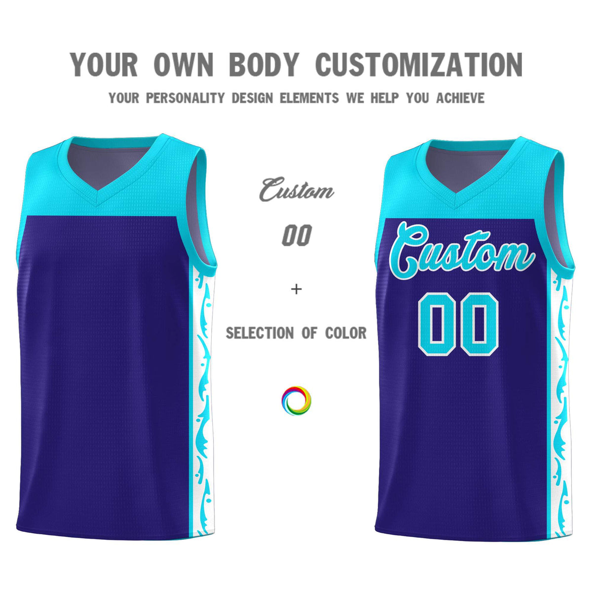 Custom Royal Side Pattern Sports Uniform Basketball Jersey|KXKSHOP