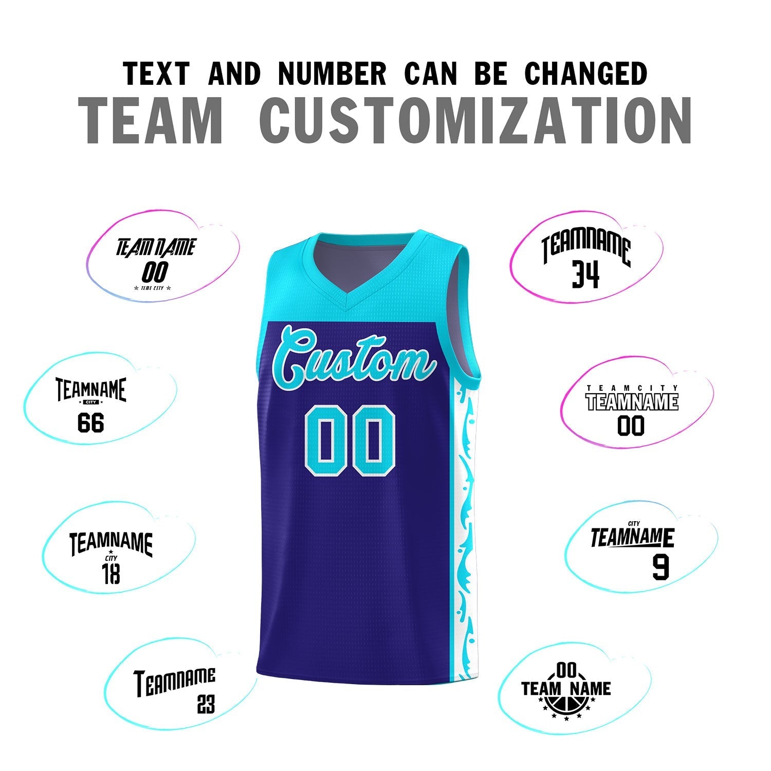 Custom Royal Side Pattern Sports Uniform Basketball Jersey|KXKSHOP