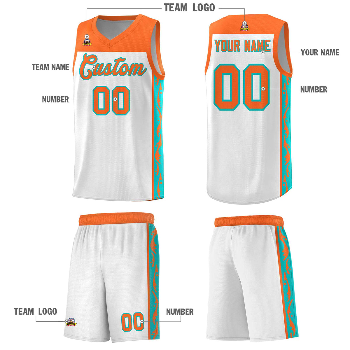Custom White Side Pattern Sports Uniform Basketball Jersey|KXKSHOP