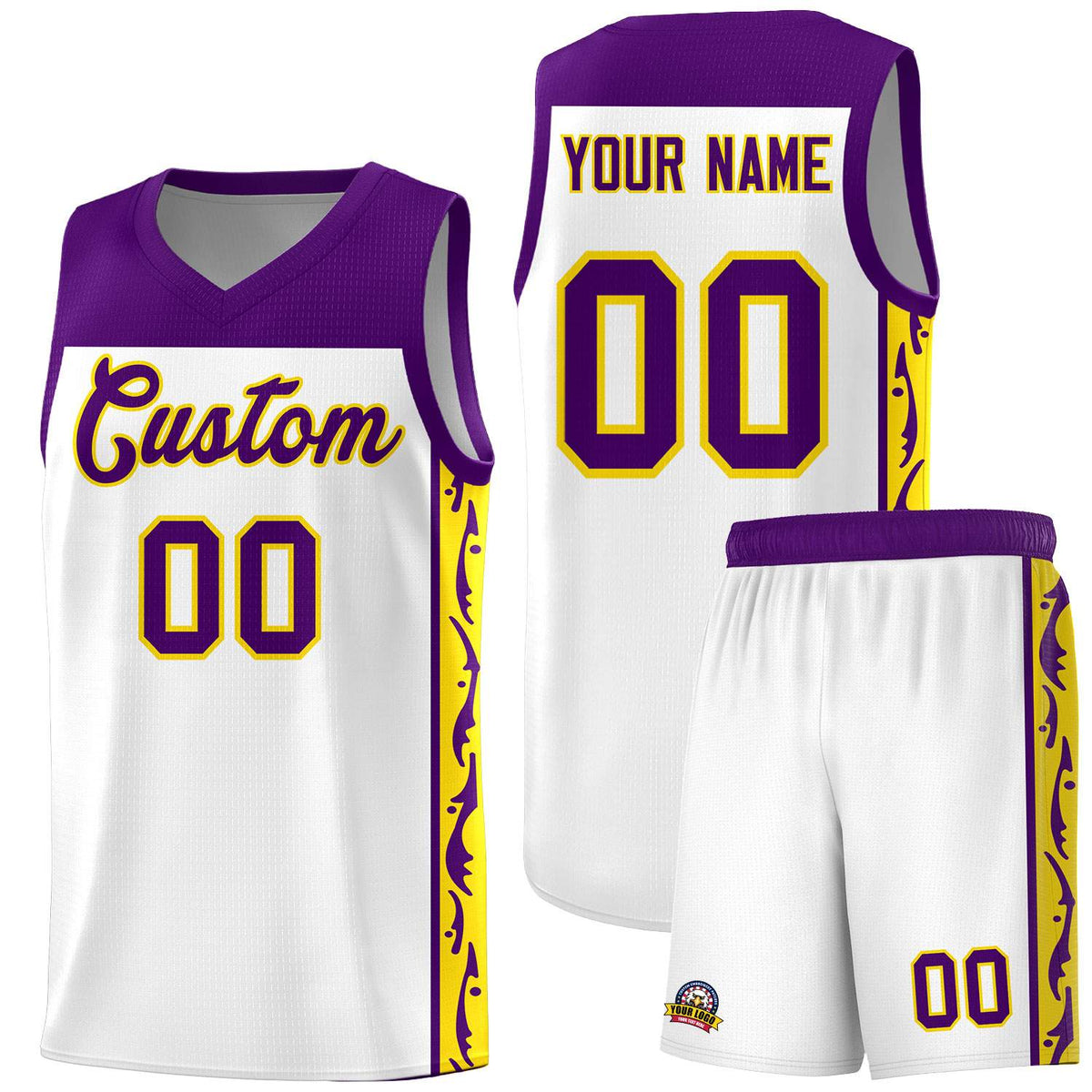 Custom White Side Pattern Sports Uniform Basketball Jersey|KXKSHOP