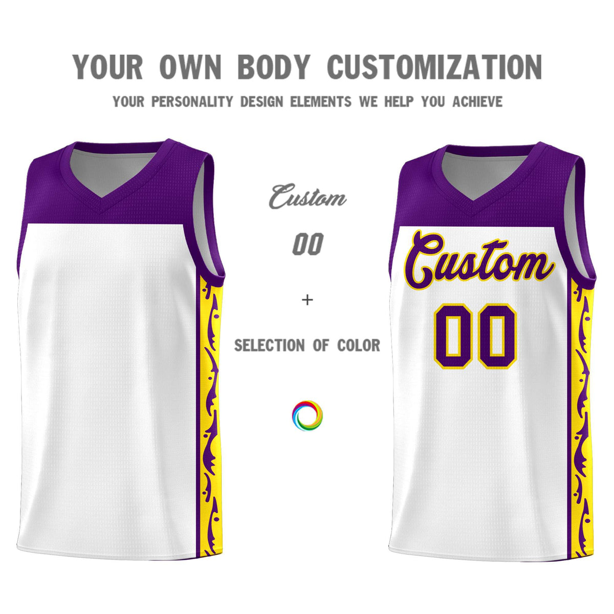 Custom White Side Pattern Sports Uniform Basketball Jersey|KXKSHOP