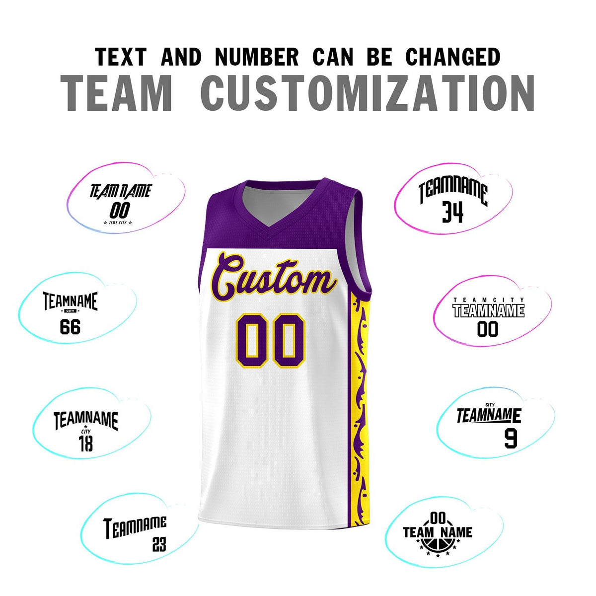 Custom White Side Pattern Sports Uniform Basketball Jersey|KXKSHOP