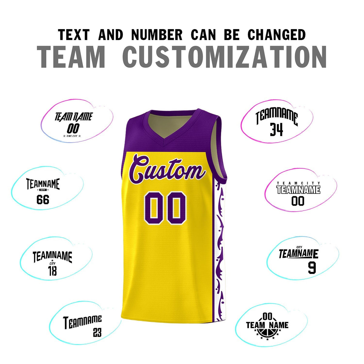 Custom Gold Side Pattern Sports Uniform Basketball Jersey|KXKSHOP