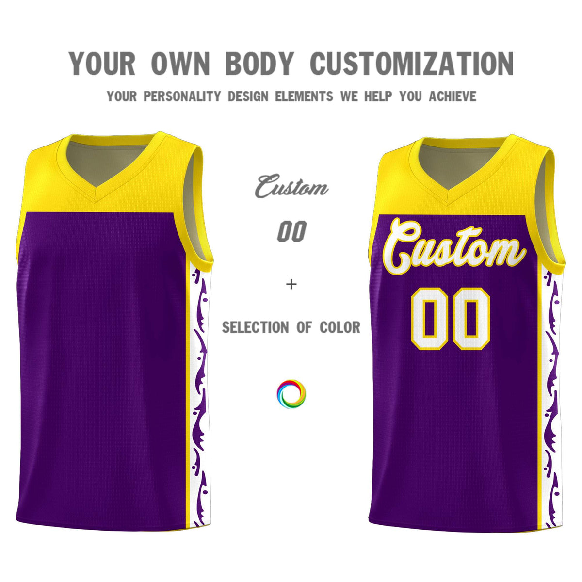 Custom Purple Side Pattern Sports Uniform Basketball Jersey|KXKSHOP