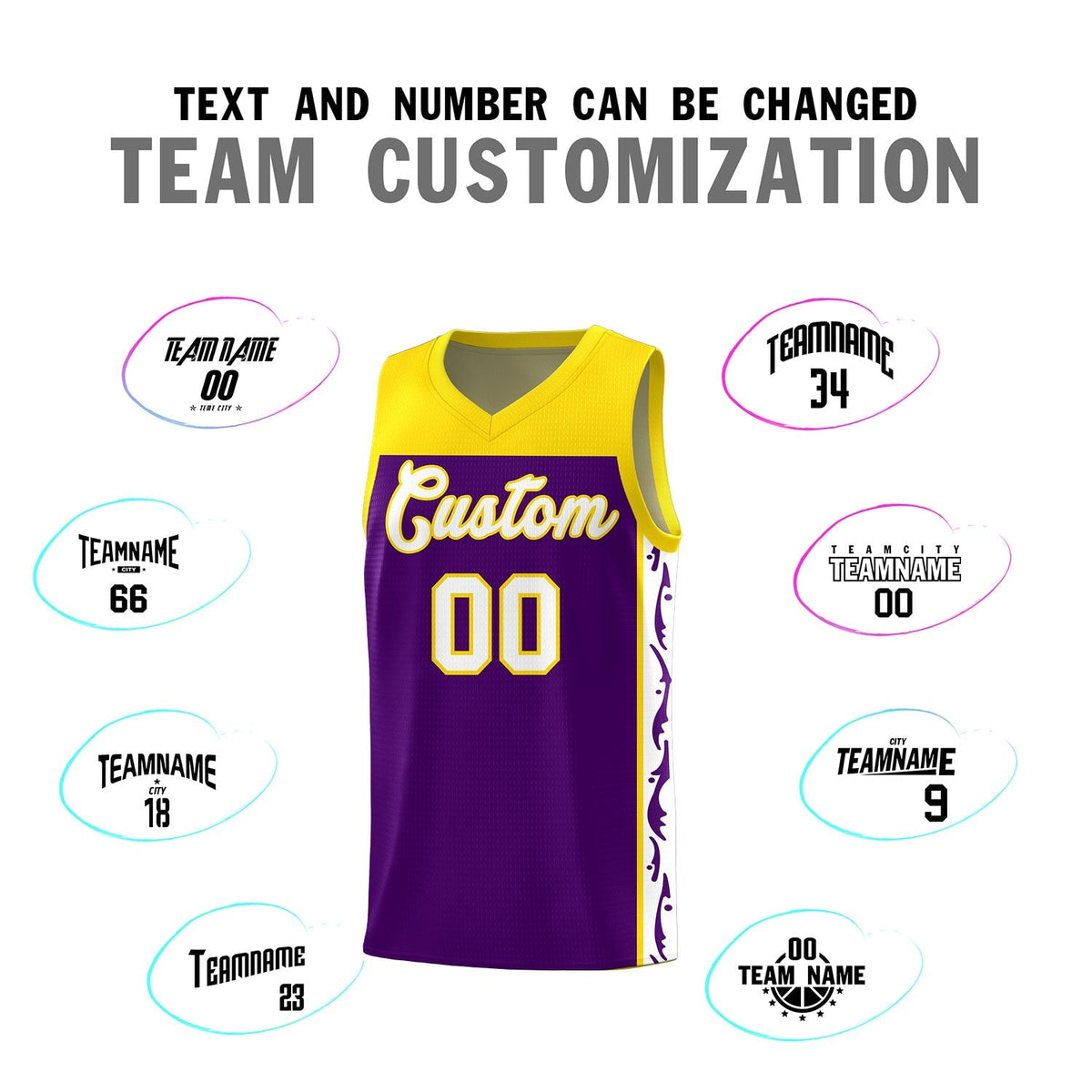 Custom Purple Side Pattern Sports Uniform Basketball Jersey|KXKSHOP