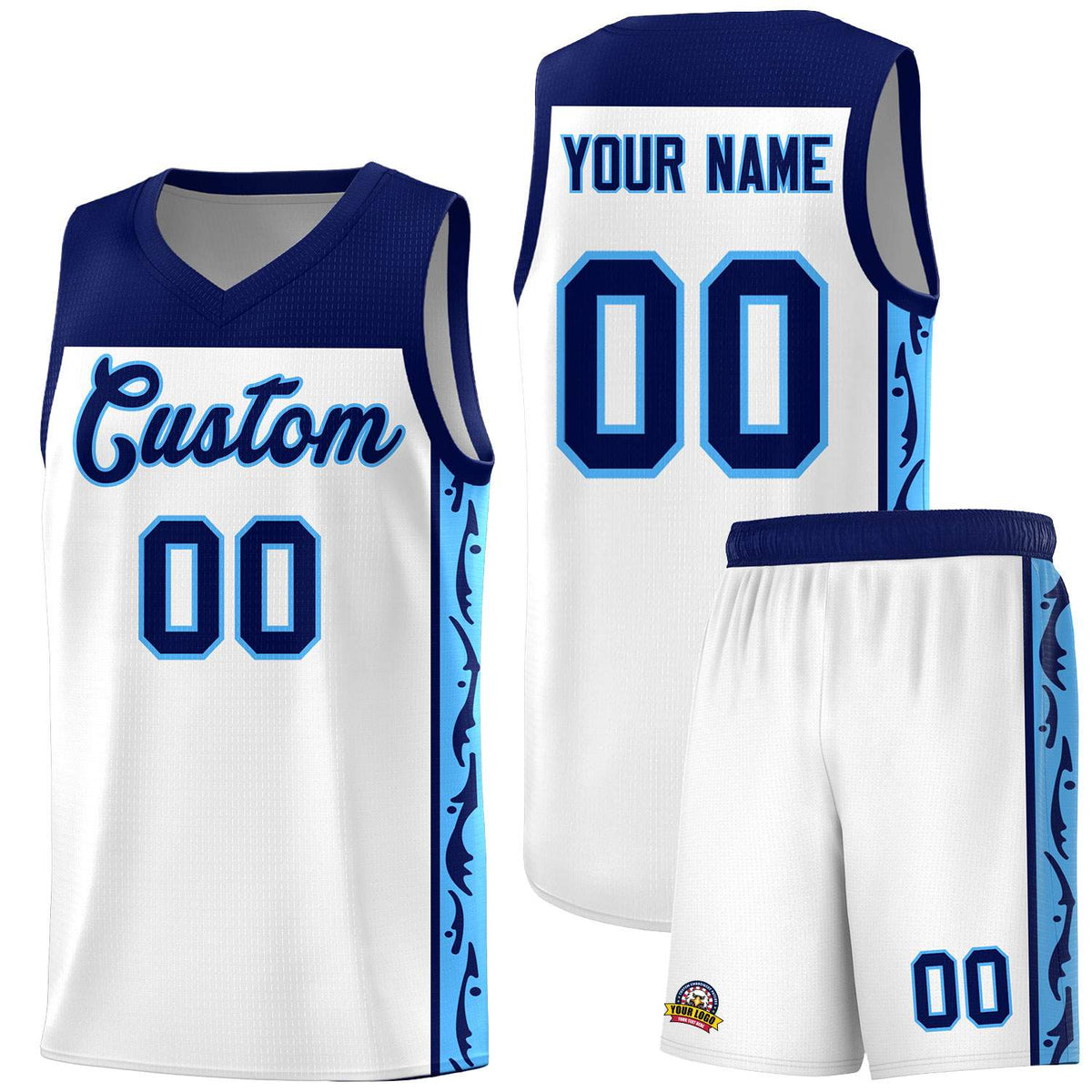 Custom White Side Pattern Sports Uniform Basketball Jersey|KXKSHOP