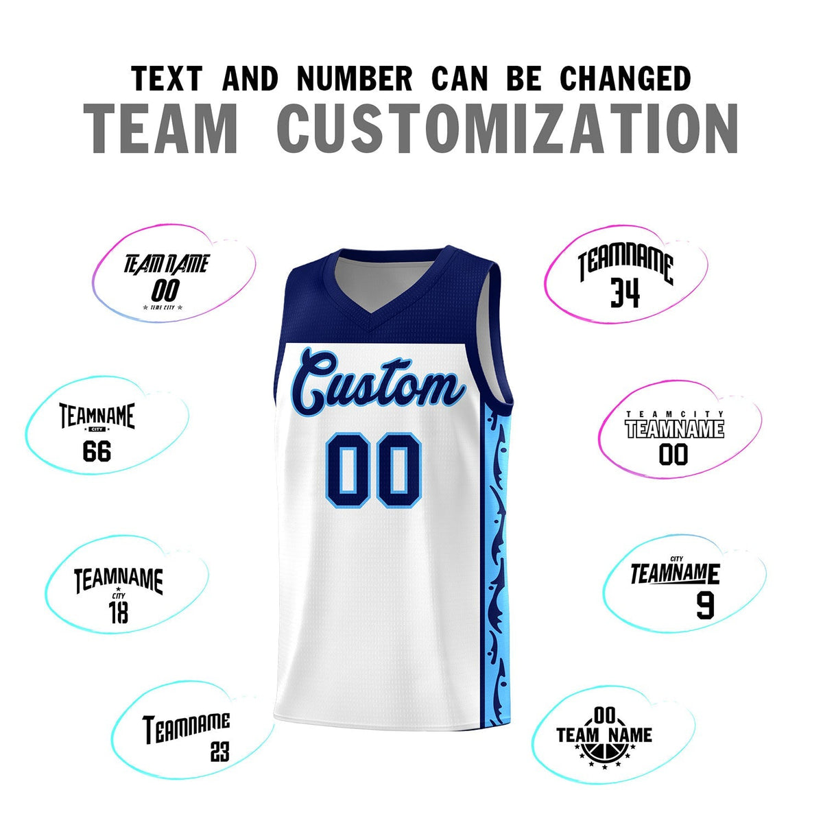 Custom White Side Pattern Sports Uniform Basketball Jersey|KXKSHOP