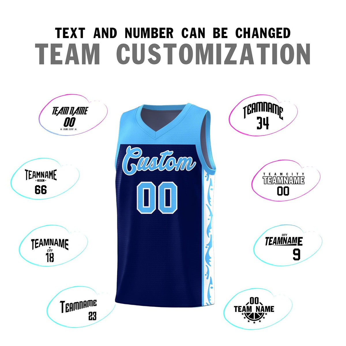 Custom Navy Side Pattern Sports Uniform Basketball Jersey|KXKSHOP