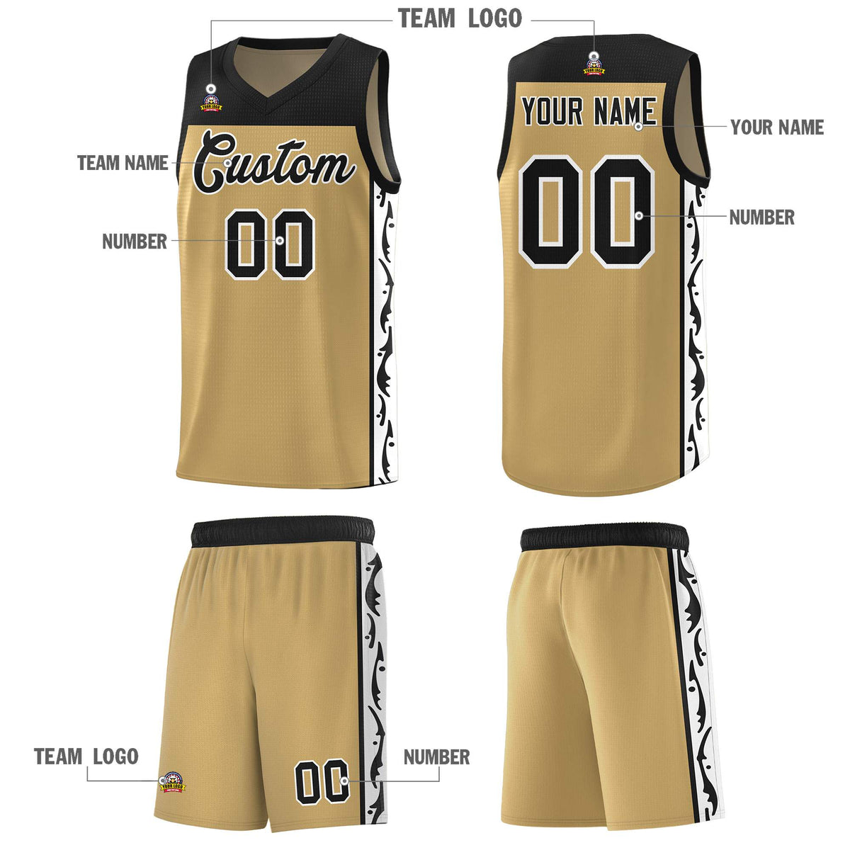 Custom Light Brown Side Pattern Sports Uniform Basketball Jersey|KXKSHOP