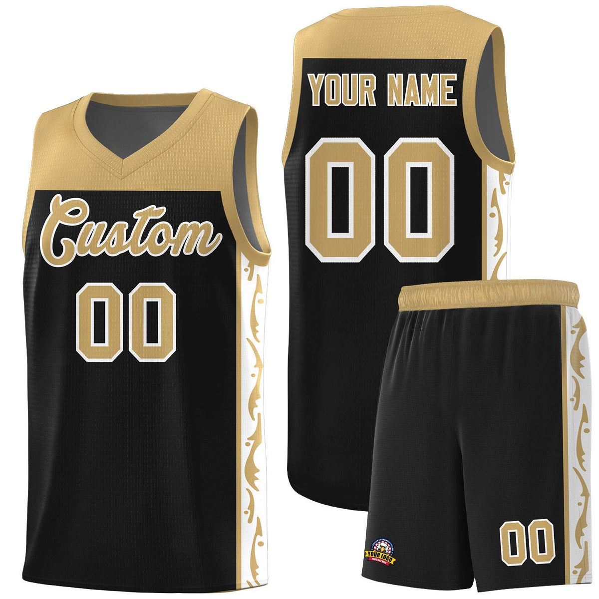 Custom Black Side Pattern Sports Uniform Basketball Jersey|KXKSHOP