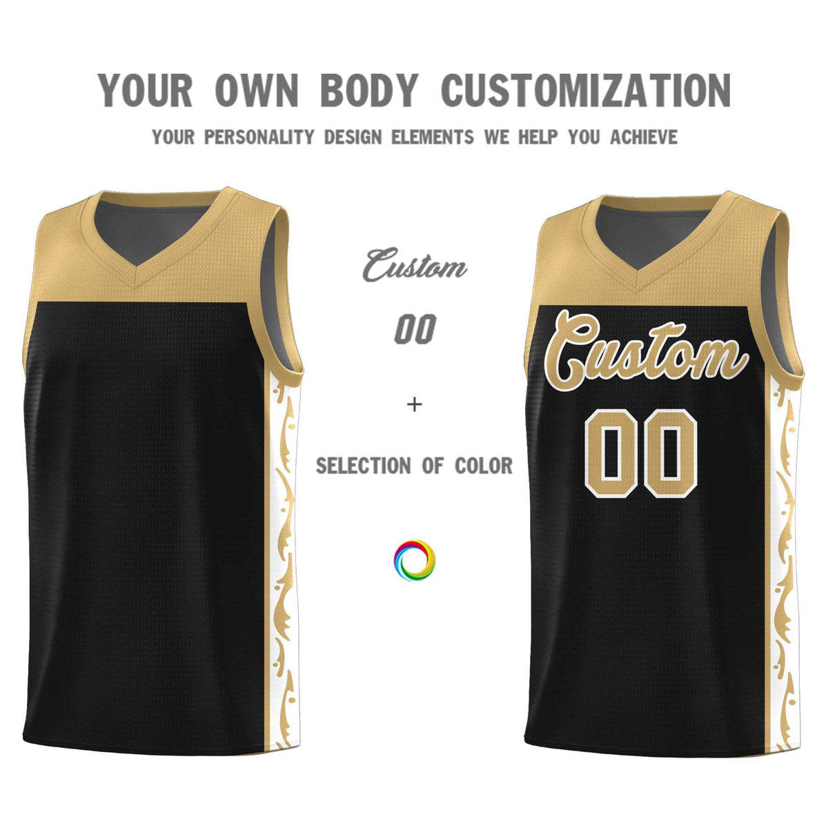 Custom Black Side Pattern Sports Uniform Basketball Jersey|KXKSHOP