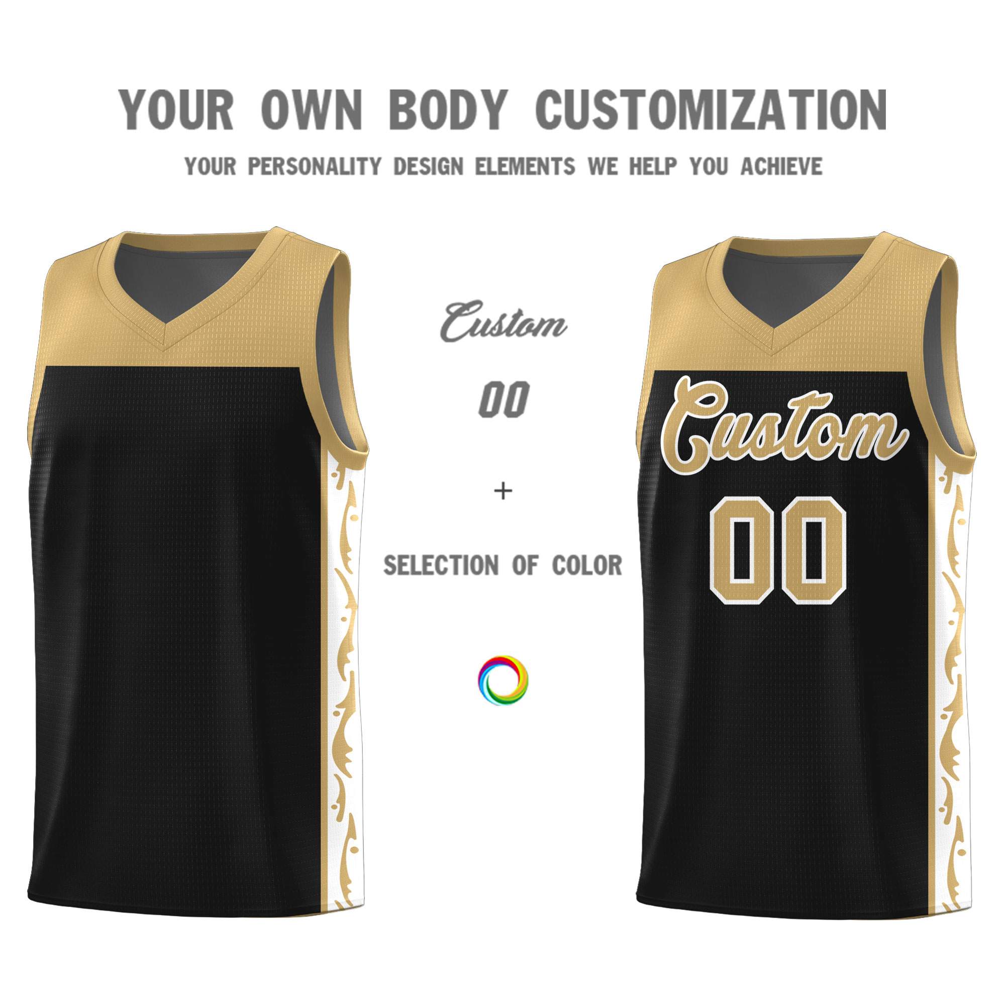 Custom Black Side Pattern Sports Uniform Basketball Jersey|KXKSHOP