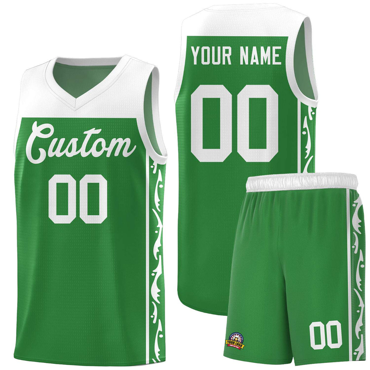 Custom Kelly Green Side Pattern Sports Uniform Basketball Jersey|KXKSHOP