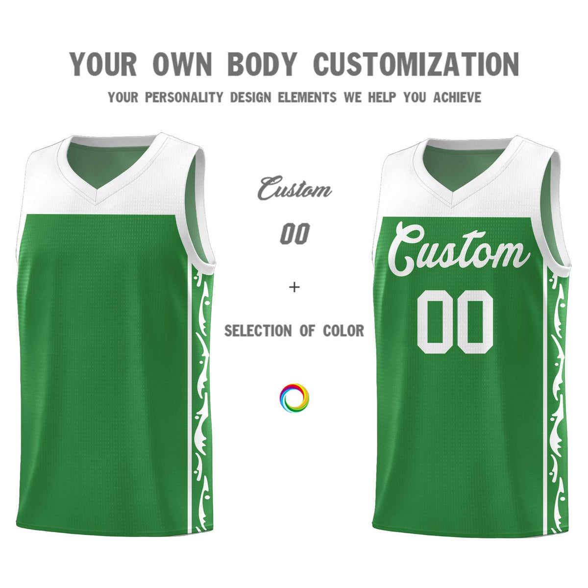 Custom Kelly Green Side Pattern Sports Uniform Basketball Jersey|KXKSHOP