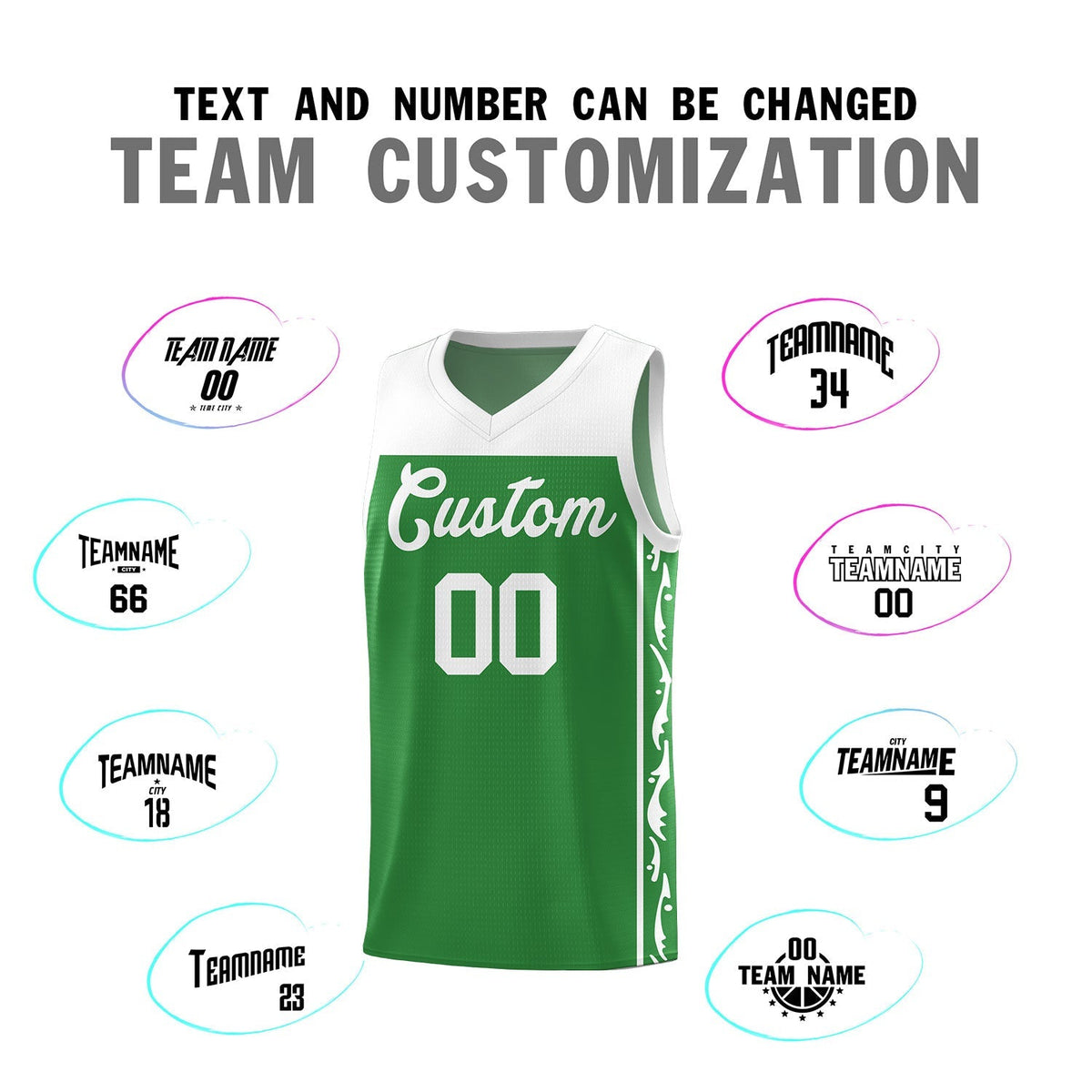 Custom Kelly Green Side Pattern Sports Uniform Basketball Jersey|KXKSHOP