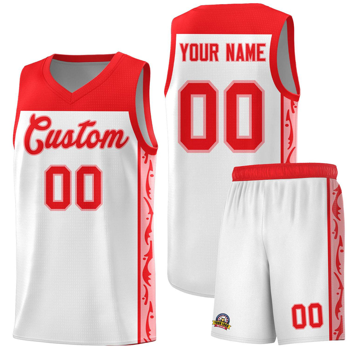 Custom White Side Pattern Sports Uniform Basketball Jersey|KXKSHOP