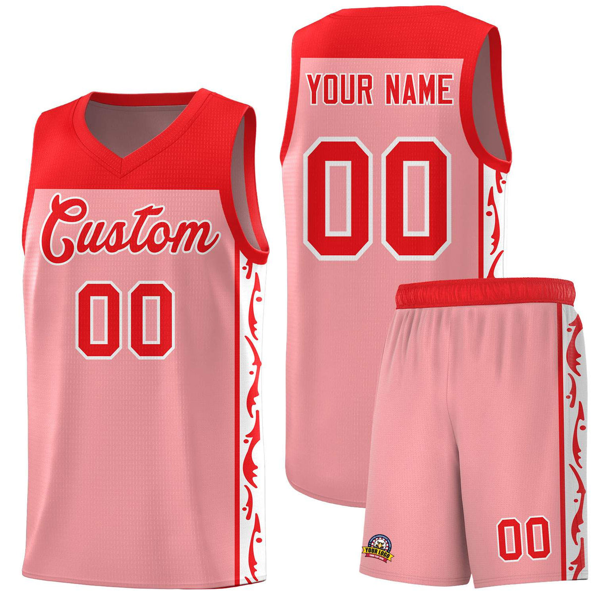 Custom Pink Side Pattern Sports Uniform Basketball Jersey|KXKSHOP