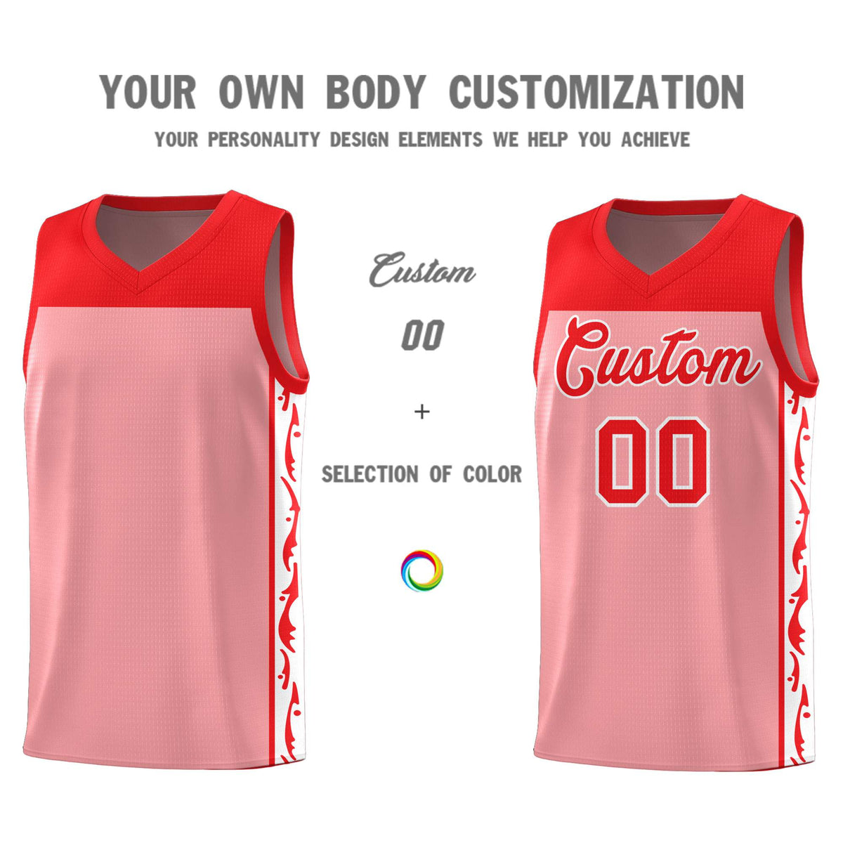 Custom Pink Side Pattern Sports Uniform Basketball Jersey|KXKSHOP