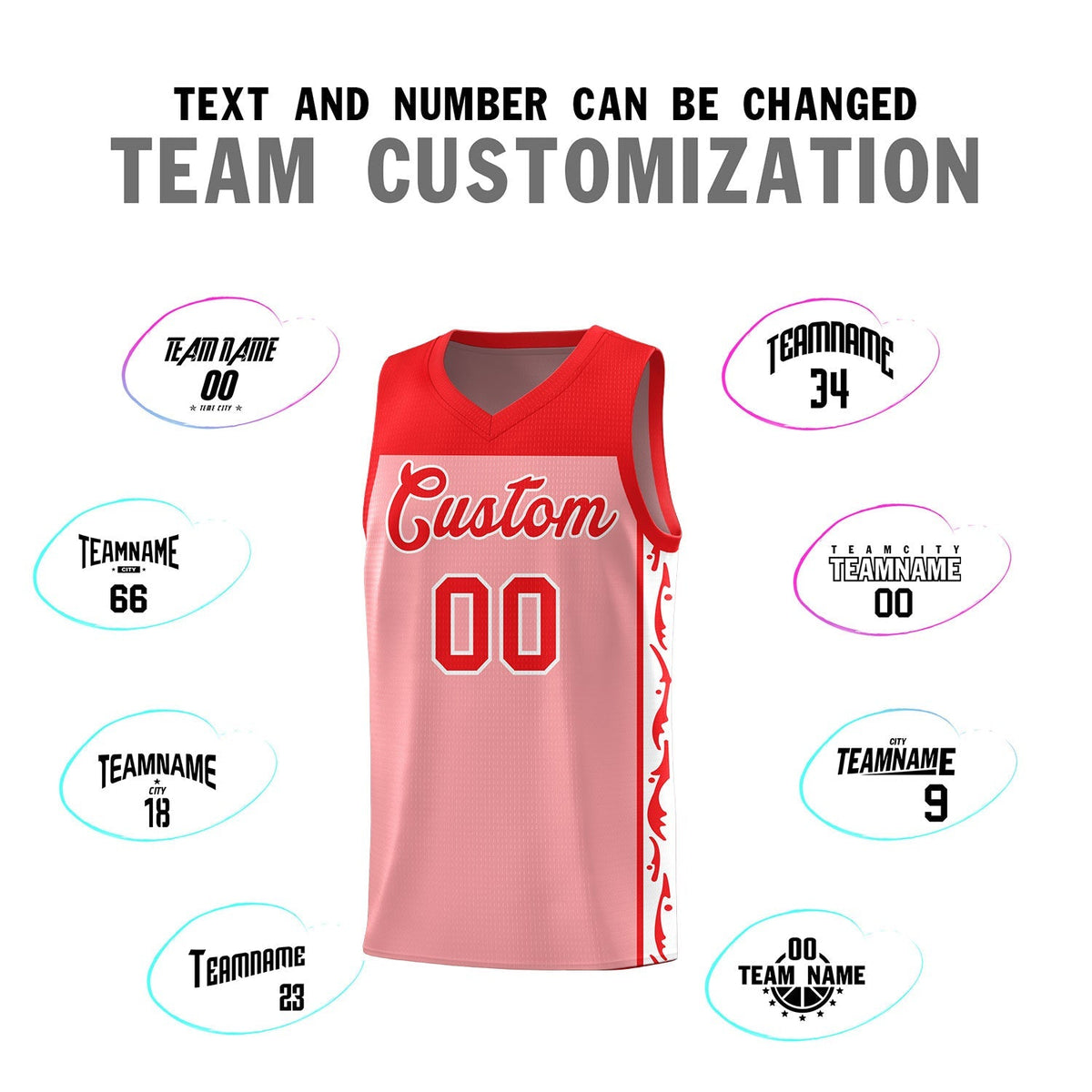 Custom Pink Side Pattern Sports Uniform Basketball Jersey|KXKSHOP