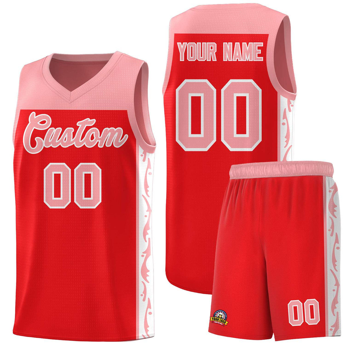 Custom Red Side Pattern Sports Uniform Basketball Jersey|KXKSHOP