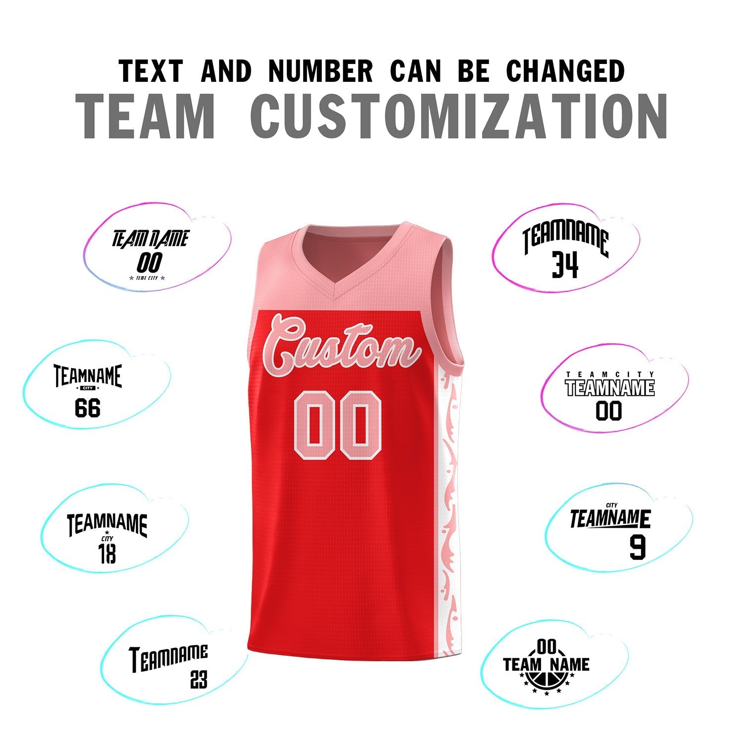 Custom Red Side Pattern Sports Uniform Basketball Jersey|KXKSHOP