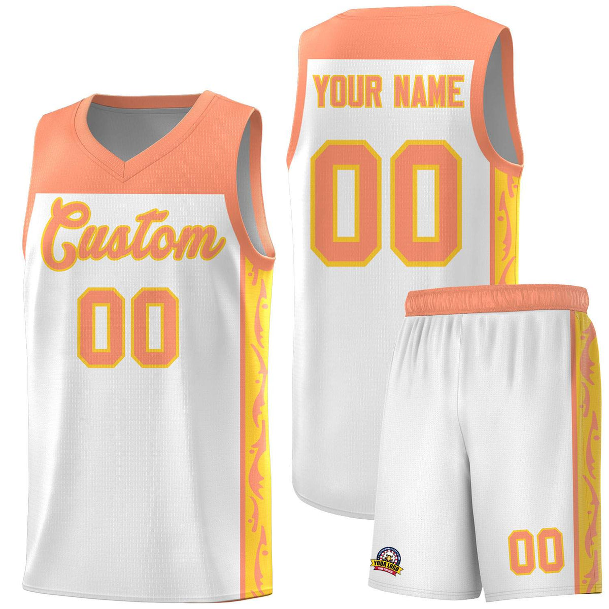 Custom White Side Pattern Sports Uniform Basketball Jersey|KXKSHOP
