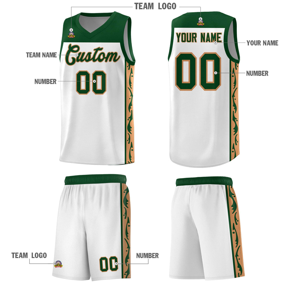 Custom White Side Pattern Sports Uniform Basketball Jersey|KXKSHOP