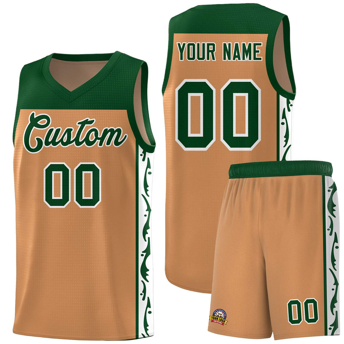 Custom Light Brown Side Pattern Sports Uniform Basketball Jersey|KXKSHOP