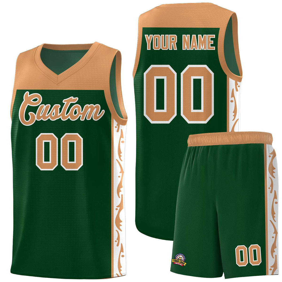 Custom Green Side Pattern Sports Uniform Basketball Jersey|KXKSHOP