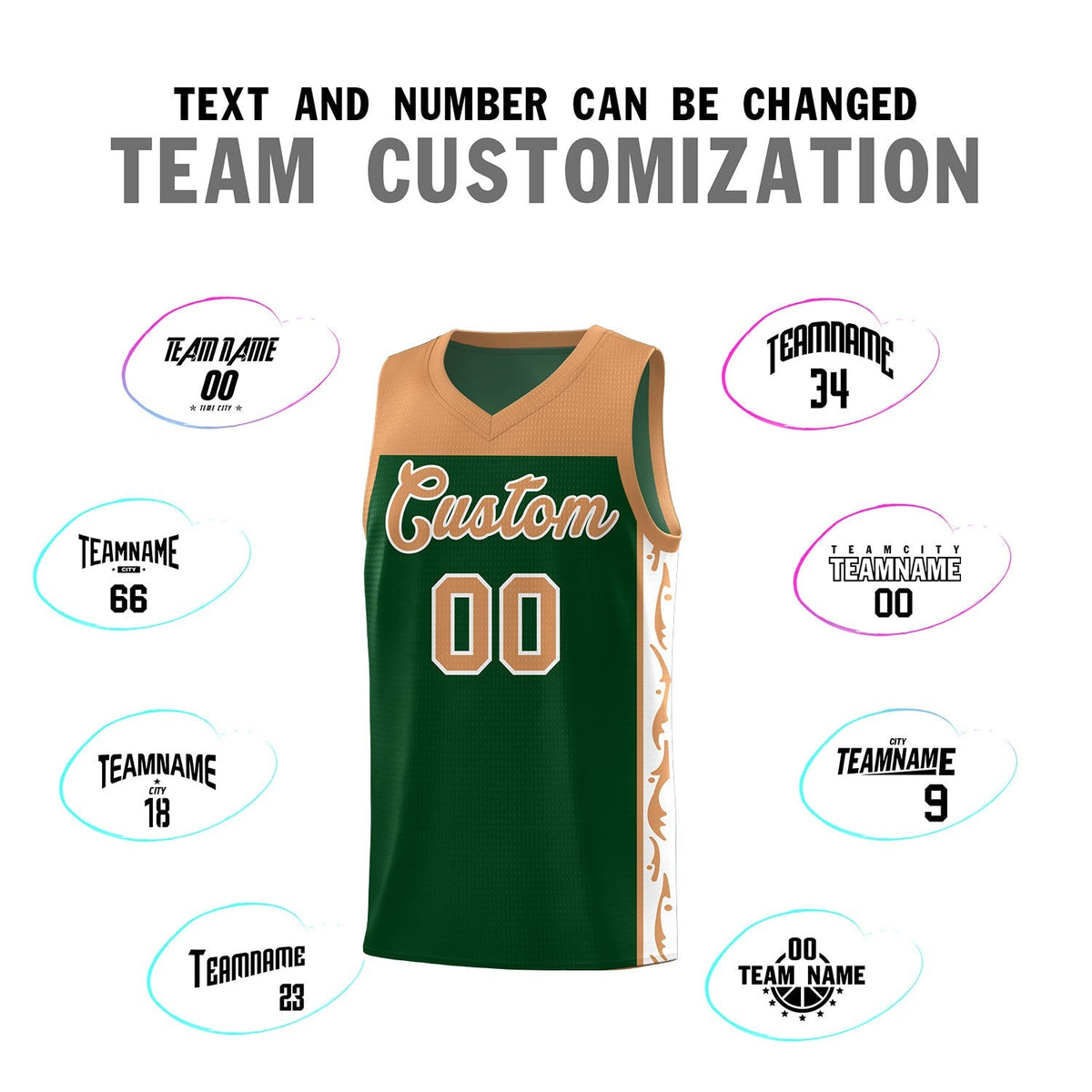 Custom Green Side Pattern Sports Uniform Basketball Jersey|KXKSHOP