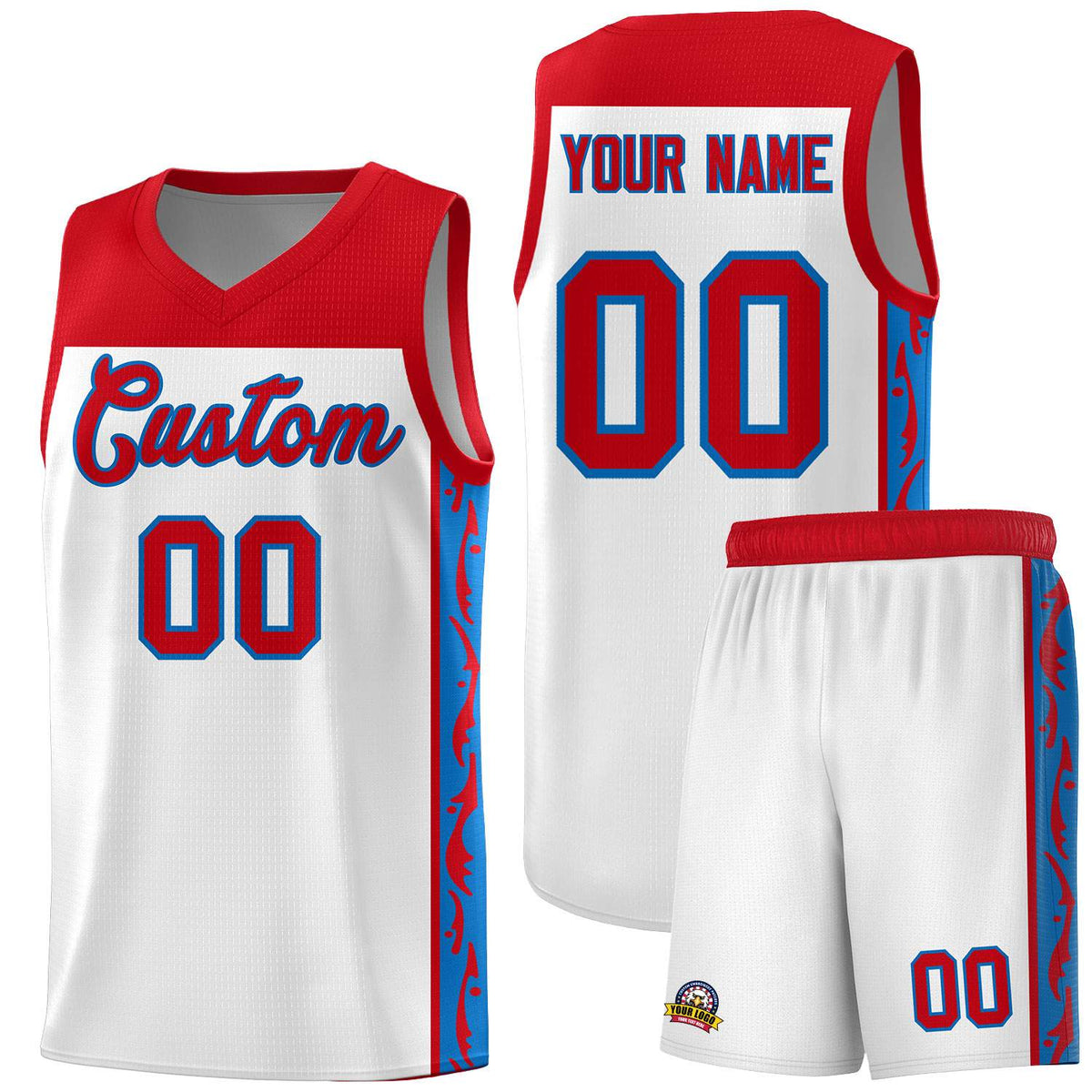 Custom White Side Pattern Sports Uniform Basketball Jersey|KXKSHOP