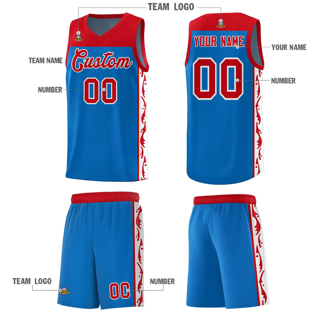 Custom Royal Side Pattern Sports Uniform Basketball Jersey|KXKSHOP