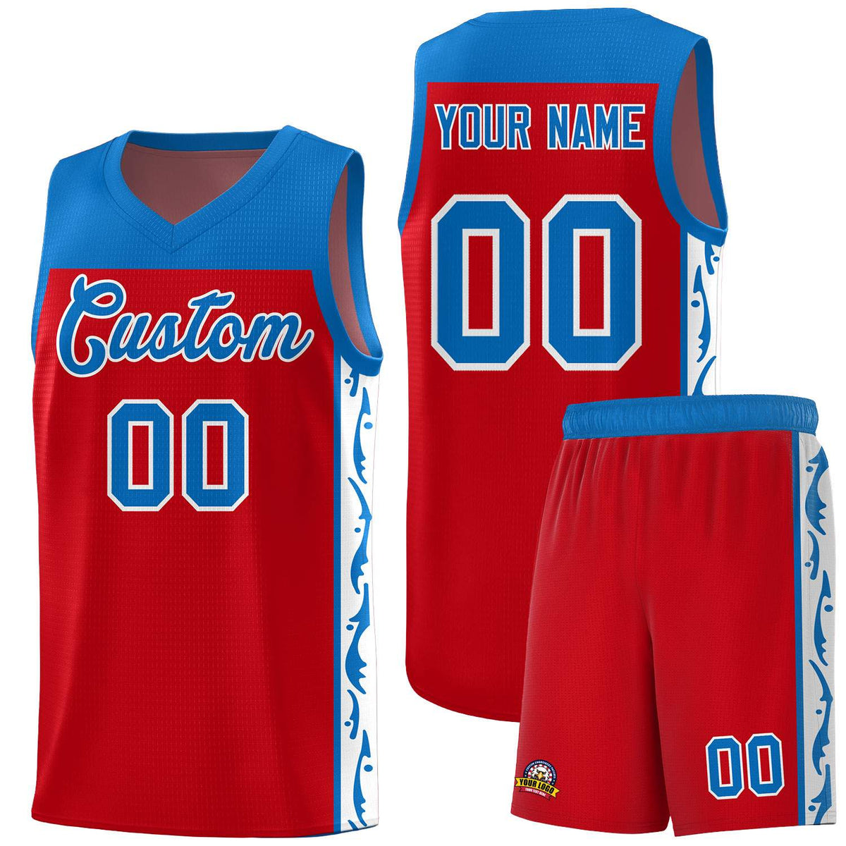 Custom Red Side Pattern Sports Uniform Basketball Jersey|KXKSHOP