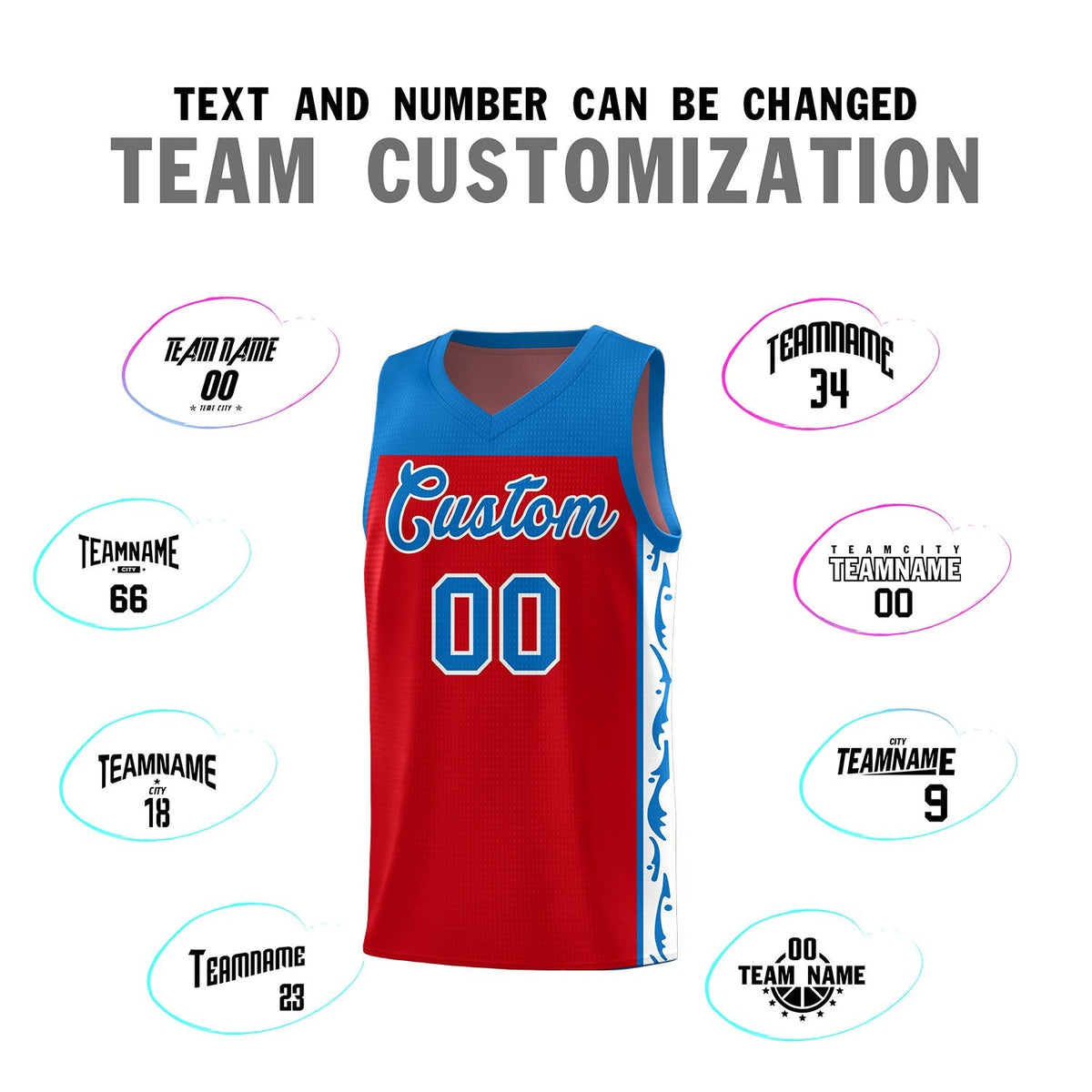 Custom Red Side Pattern Sports Uniform Basketball Jersey|KXKSHOP