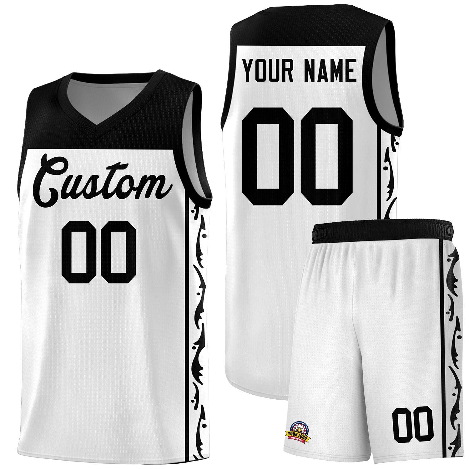 Custom White Side Pattern Sports Uniform Basketball Jersey|KXKSHOP