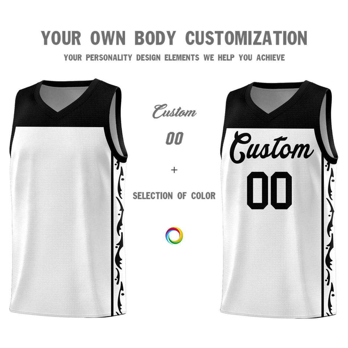 Custom White Side Pattern Sports Uniform Basketball Jersey|KXKSHOP