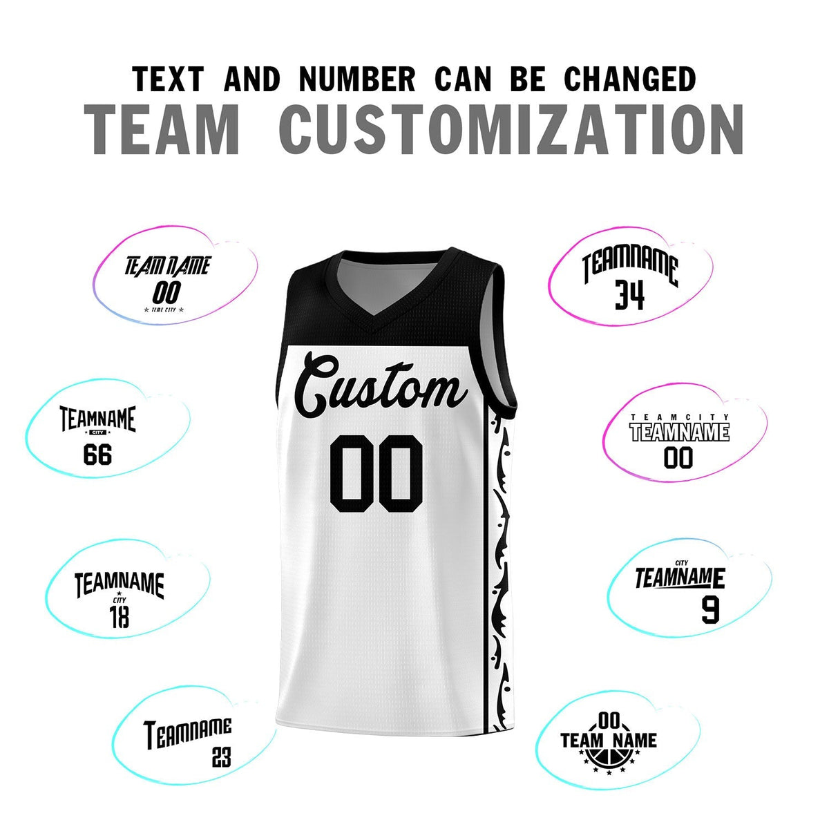 Custom White Side Pattern Sports Uniform Basketball Jersey|KXKSHOP