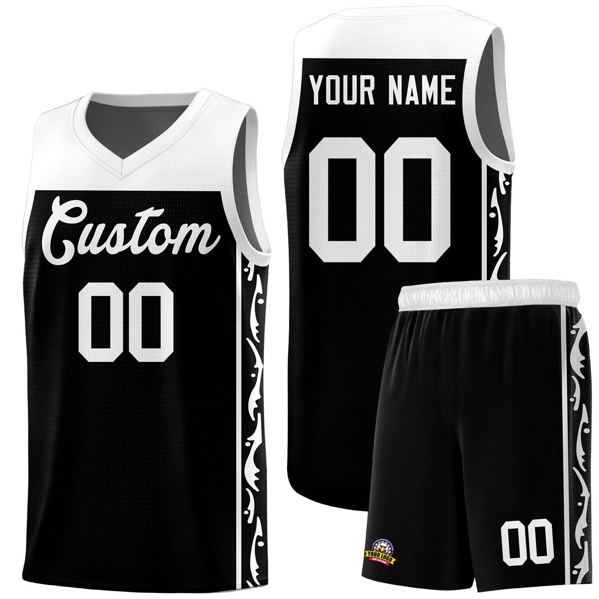 Custom Black Side Pattern Sports Uniform Basketball Jersey|KXKSHOP