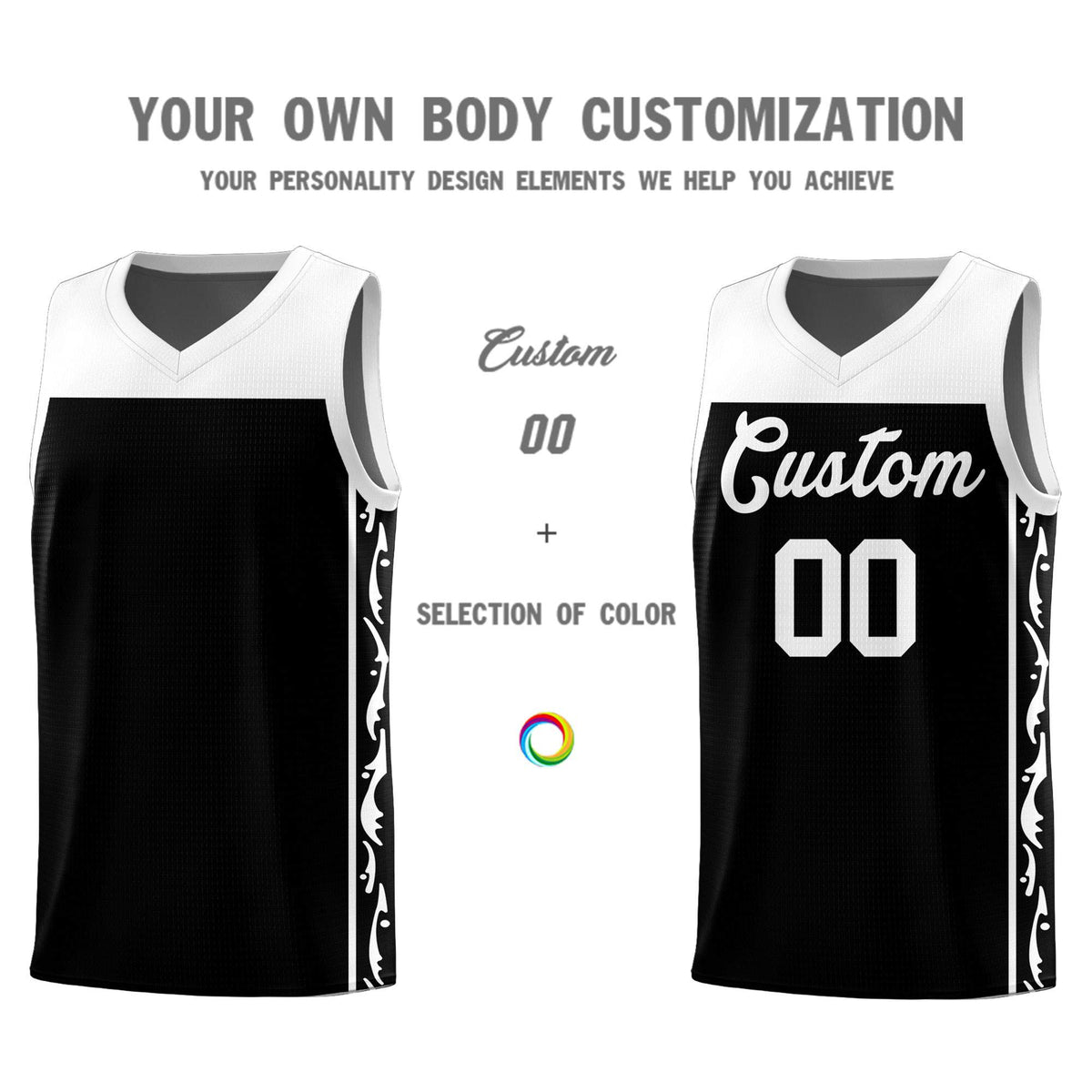 Custom Black Side Pattern Sports Uniform Basketball Jersey|KXKSHOP