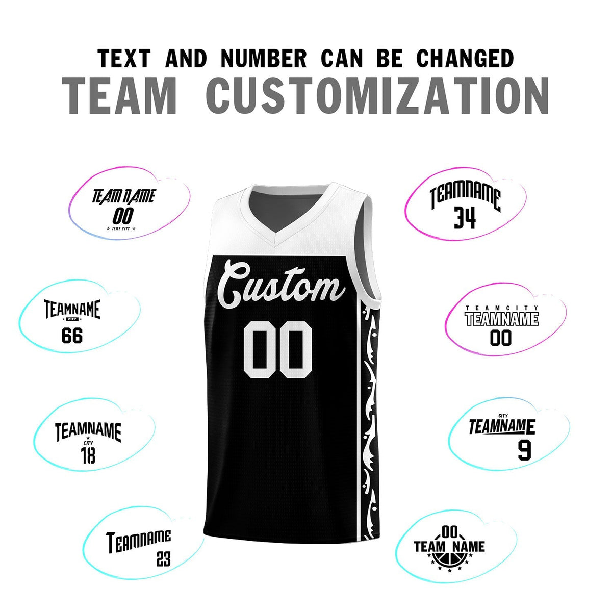 Custom Black Side Pattern Sports Uniform Basketball Jersey|KXKSHOP