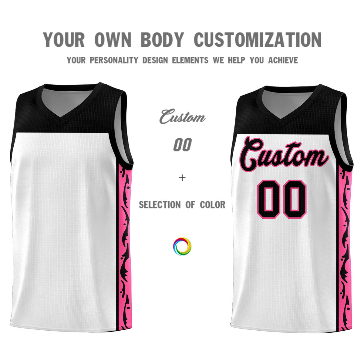 Custom White Side Pattern Sports Uniform Basketball Jersey|KXKSHOP