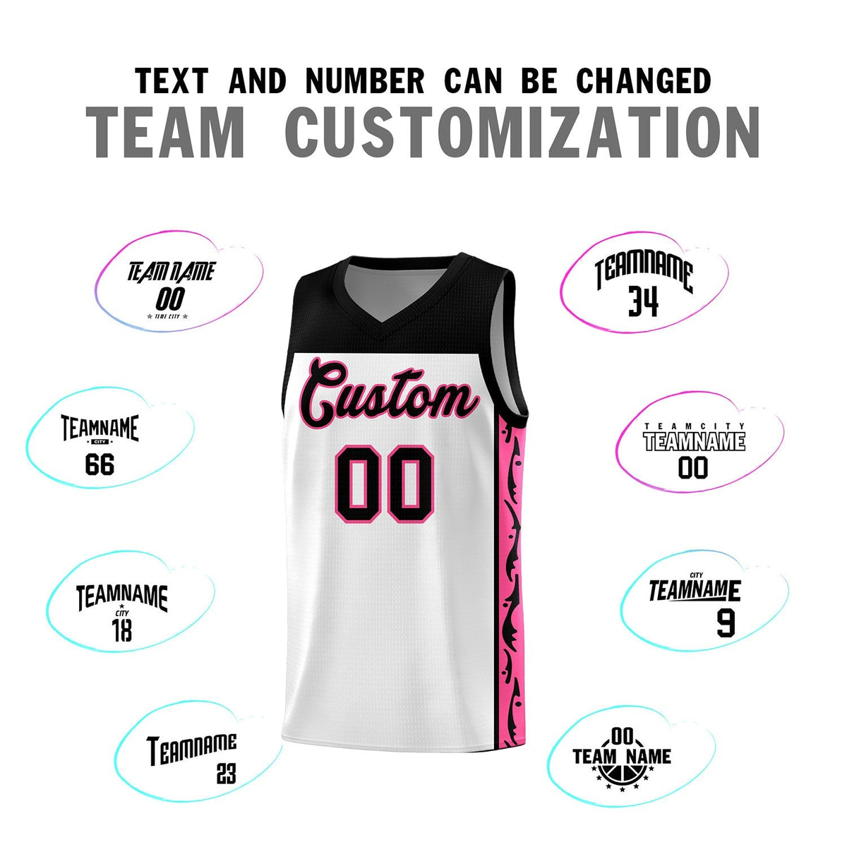 Custom White Side Pattern Sports Uniform Basketball Jersey|KXKSHOP