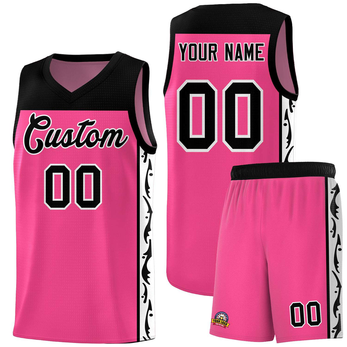 Custom Pink Side Pattern Sports Uniform Basketball Jersey|KXKSHOP