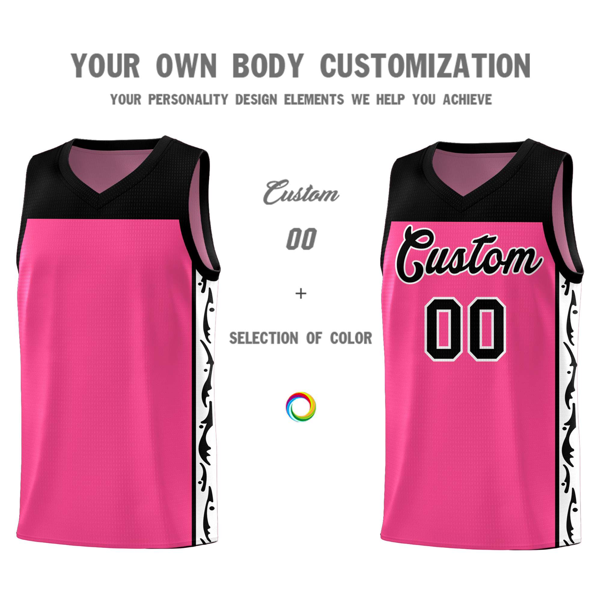 Custom Pink Side Pattern Sports Uniform Basketball Jersey|KXKSHOP