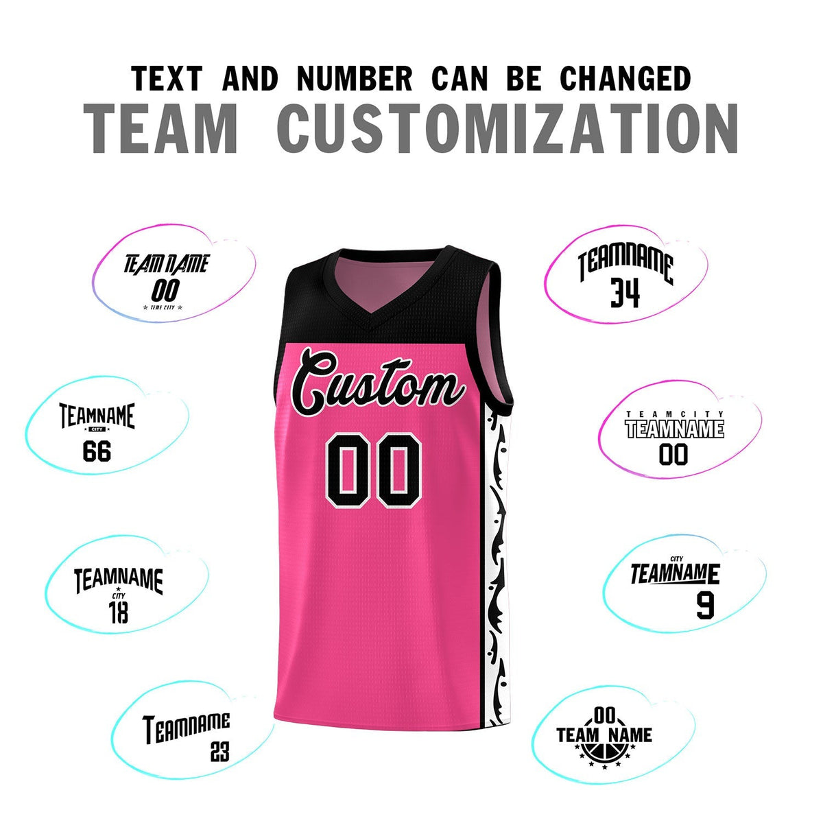 Custom Pink Side Pattern Sports Uniform Basketball Jersey|KXKSHOP